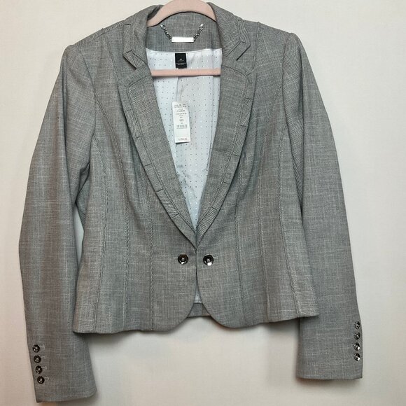 WHBM NWT Quality Detailed Blazer Jacket Sz 14 Gray *Coupon Eligible* Orig $158 - Picture 9 of 13